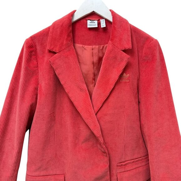 Adidas Corduroy Boyfriend Blazer Small Coral Womens Jacket Logo Oversized NWOT - Picture 9 of 16